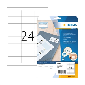 Herma 4820 inkjet etiketten / A4 / 66 x 33,8 mm / wit / 600 etiketten
