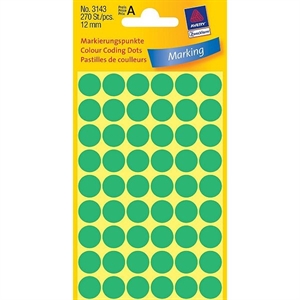 Avery Zweckform 3143 markeringspunten / 12 mm / groen / 270 etiketten