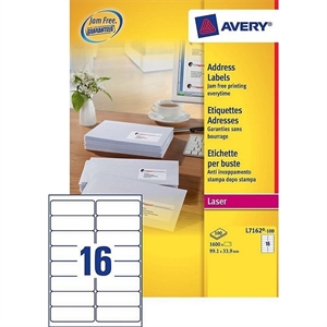 Avery Zweckform L7162-100 adresetiketten / quickpeel / 99,1 mm x 33,9 mm / 1600 etiketten