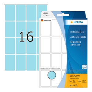 Herma 2453 multifunctionele etiketten / 25 x 40 mm / blauw / 512 etiketten