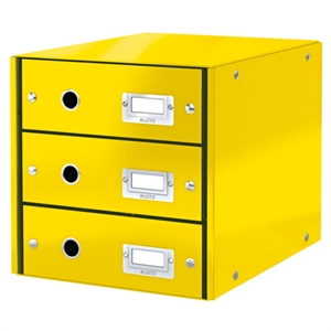 Leitz 60480016 WOW ladeblok / PP gelamineerd hardboard / geel / 3 laden