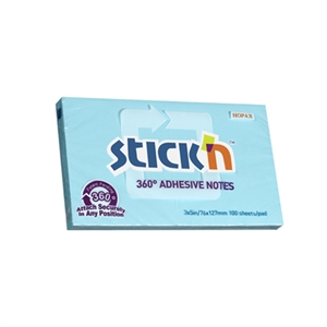 Stick’n memoblok / 360 graden lijmrand / 76 x 127 mm / blauw / 100 vel