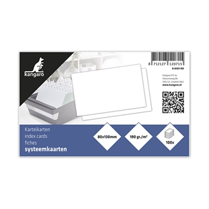 Kangaro K-6101-WI systeemkaart / blanco / wit / 130 x 80 mm / 100 stuks