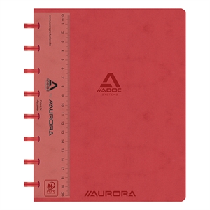 Aurora 3845.748R Adoc schrift met liniaal / A5 / geruit / 90 gr. / 72 vel / rood