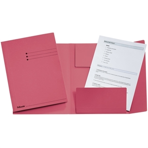Esselte 3-klepsmap met lijnbedrukking / A4 / dossierkarton / roze / tot 200 bladen / 50 stuks