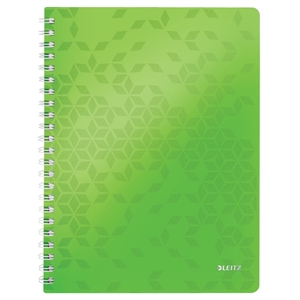Leitz 46370054 WOW spiraalblok / A4 / polypropyleen / gelinieerd / groen / 4-gaats / 80 vel