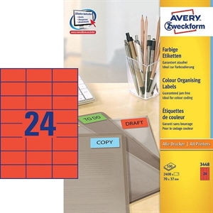Avery Zweckform 3448 universele etiketten / rood / 70 mm x 37 mm / 2400 etiketten