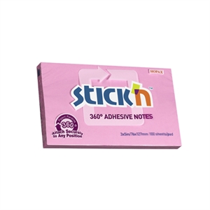 Stick'n memoblok / 360 graden lijmrand / 76 x 127 mm / roze / 100 vel