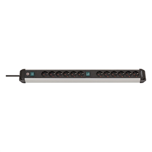 Brennenstuhl 1391030200 Premium-Alu-Line stekkerdoos / 12 stopcontacten / met schakelaar / 3 meter / zwart/grijs