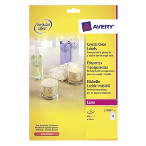 Avery Zweckform L7780-25 crystal clear etiketten / rond / 40 mm / 600 etiketten