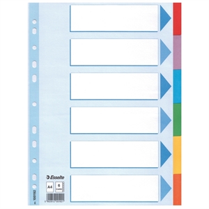 Esselte 100192 A4 tabbladen / gekleurd karton / 6 tabs / 11-gaats